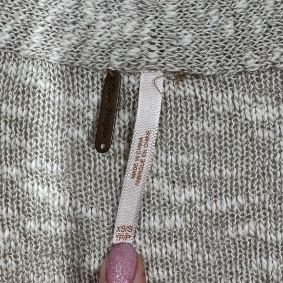 Free People Oversized Slouchy Cardigan XS/S Tan Split Back Casual Beach Boho - Picture 5 of 6